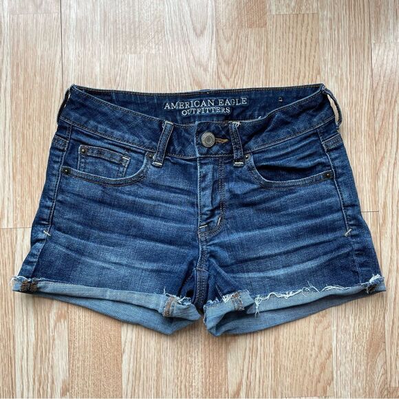 American Eagle Super Stretch Jean Shortie Shorts - Size: 2 - Picture 1 of 5